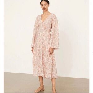 Vince Dahlia Pink Floral Long Sleeve Dress